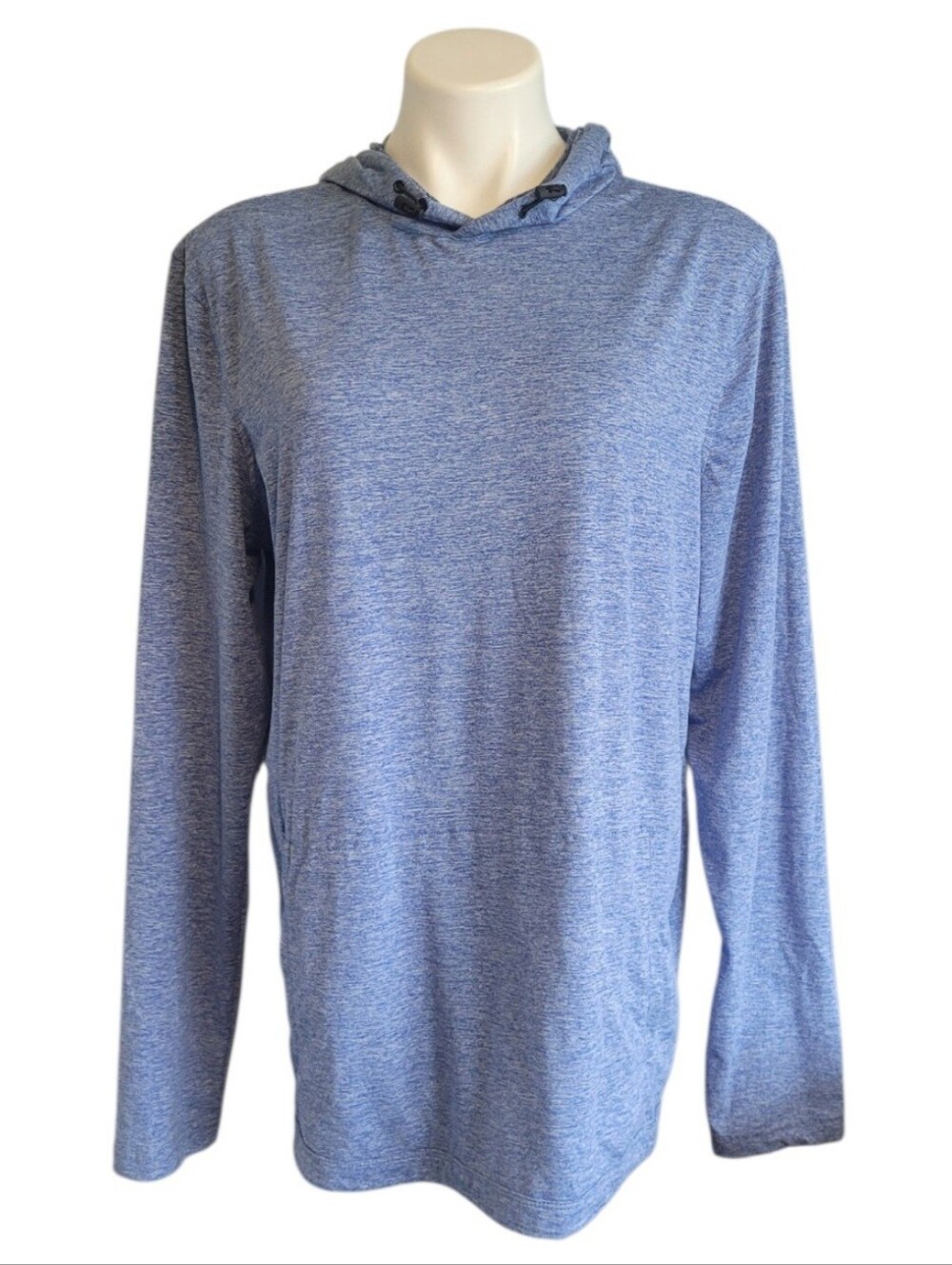 01.Algo Medium Blue Lightweight Performance Hooded Pullover